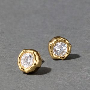 Asterales Molten Bezel Stud Earring- Gold