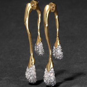 Solanales Crystal Front Back Double Drop Earring- Gold