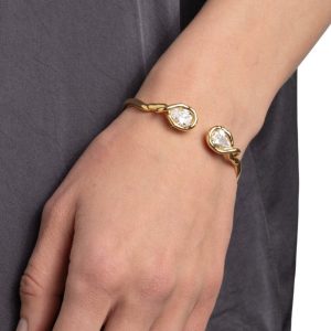 Asterales Crystal Capped Hinge Cuff Bracelet