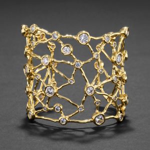 Asterales Gold Celestial Wide Cuff Bracelet