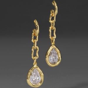 Asterales Gold Link Pear Drop Earring