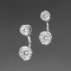 Asterales Silver Molten Front Back Earring