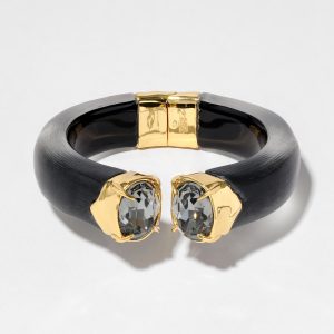 Bonbon Crystal Lucite Hinge Bracelet- Black