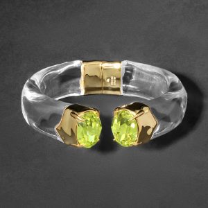 Bonbon Crystal Lucite Hinge Bracelet- Clear and Citrus