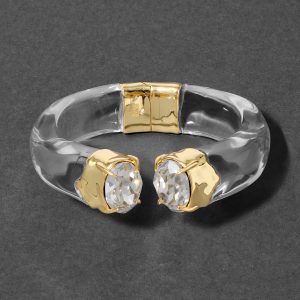 Bonbon Crystal Lucite Hinge Bracelet- Clear