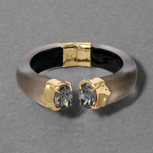 Bonbon Crystal Lucite Hinge Bracelet- Warm Grey