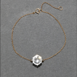 Sterling Silver & 14k Gold Cut Luminous Crystal Solitaire Chain Bracelet