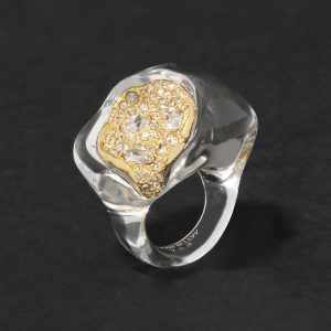 Liquid Lucite Crystal Pavé Geode Ring