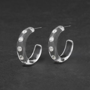 Lucite Crystal Hoop Earring- Clear