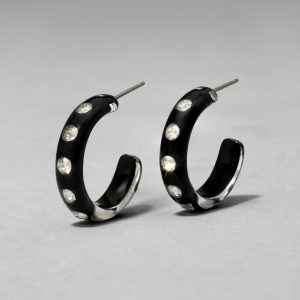 Lucite Crystal Hoop Earring- Onyx