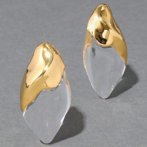 Lucite Molten Clip On Earring - Clear