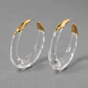 Lucite Molten Hoop Earring - Clear
