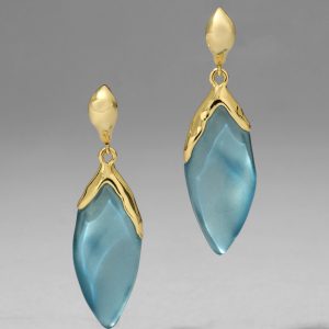 Lucite Petal Leverback Earring- Metallic Sky