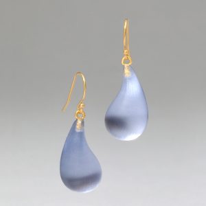 Lucite Dewdrop Earring- Steel Blue