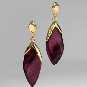 Lucite Petal Leverback Earring- Black Cherry