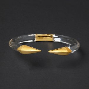 Mirrored Pyramid Lucite Brake Hinge Bracelet- Clear