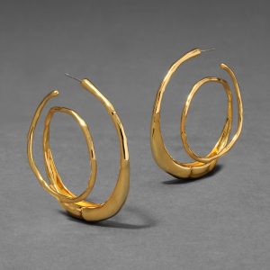 Molten Gold Spiral Hoop Earring